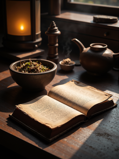 古籍书籍封面,线装书样式,深色封皮,古典书法字体,古代书房背景,暖色调光线